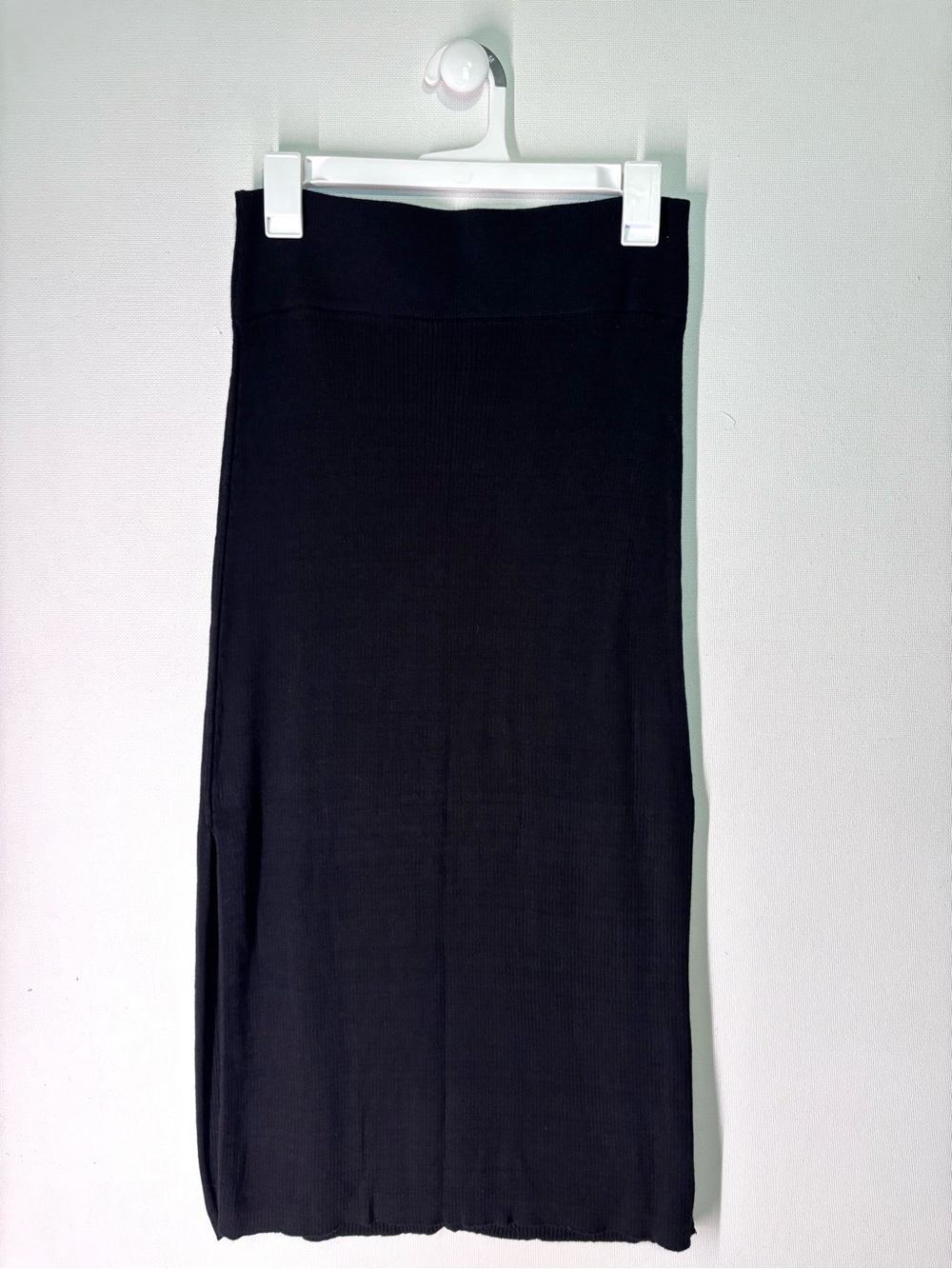 Free People Black Ribbed Midi Skirt